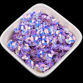1200Pieces Iridescent Purple Flower Sequins for Sewing Plastic Plum Blossom Beads 6MM Flower Disk Loose Sequins for Scrapbooking,Stage Decorations