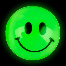 Hobby Monsters 27mm Glow-in-the-Dark Smile Face Bouncy Balls – 1-Inch Glowing Party Favors for Kids, High-Bounce Toys for Goodie Bags, Prizes, and Nighttime Fun (Bag of 36)