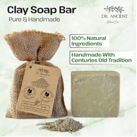Dr.Ancient Clay Soap Bar, Organic Soap Bars Handcrafted the Traditional Way, Natural Chemical-Free, Vegan, Used for Face Wash, Body Wash, Hand Cleansing and Skin Care, Gentle Exfoliating Cleanser