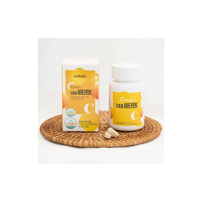 WithBio 리포좀 비타민C 500mg 비타민씨 활성산소 제거 항산화 효능 2개월분