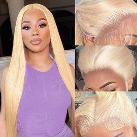 SHENG 613 Blonde Lace Front Wigs Human Hair 13×6 HD Lace Front Wig Human Hair for Women 150% Density Straight Lace Front Wigs Human Hair Pre Plucked With Baby Hair (24 Inch, 613 150% Density Lace Front Wig)