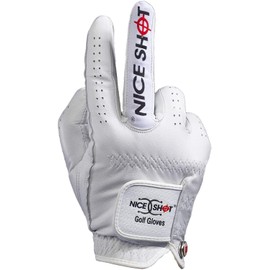Nice Shot The Bird Golf Glove in White Cabretta Leather Men's Right Hand - Small