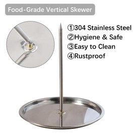 BBQ Vertical Skewer, Stainless Steel Barbecue Spit Skewer Grill, Chicken Rack Roaster, Vertical Grilling Rack Meat Spit for Steak, Chicken, Fish, Turkey, Kebab