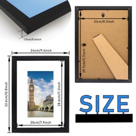 Bobeen A4 Photo Frames, Pack of 3 Black Poster Frame (21x29.7CM) for Table Top and Wall Mounting