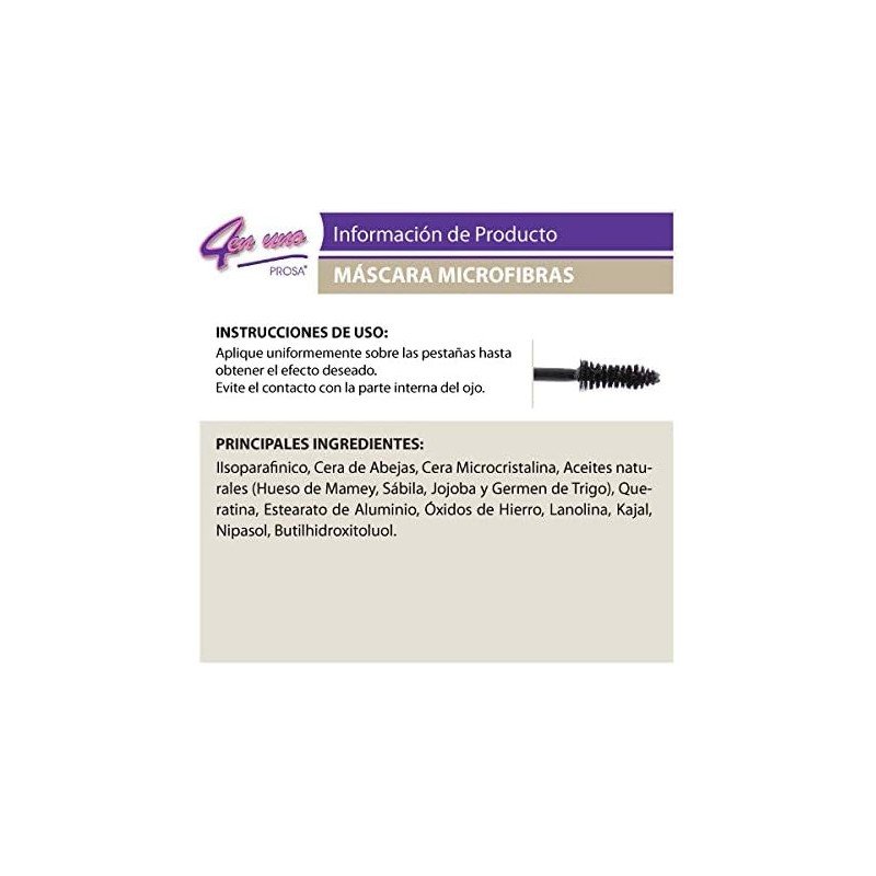 Prosa Rimel Prosa 4 en Uno Mascara Pestañas Microfibras 13g