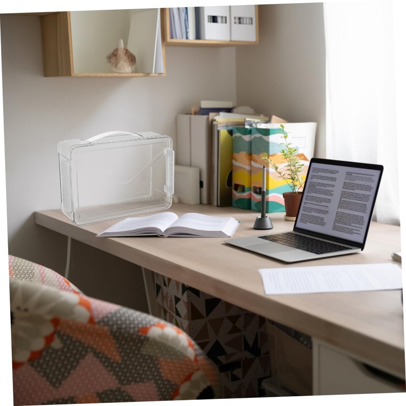 EXCEART Box Transparent ID Storage Box Paper Storage Organizer Document