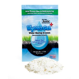 HidroGel Plus Water Storing Crystal Soil Additive Zeolite Growing Booster, 1 Pack of 1.5 Oz for 3 CuFt Soil, Moist Control Prevent Over & Underwatering, Reduce Water Stress for InOutdoor Plants