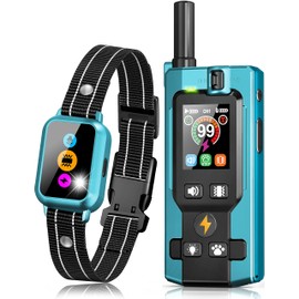 Dog Training Collar with Remote - 5 Modes with Step Counter & Smart Color Screen 3300FT Electric Dog Shock Collar IP67 Waterproof Rechargeable E Collar for Large Medium Small Dogs (Blue)