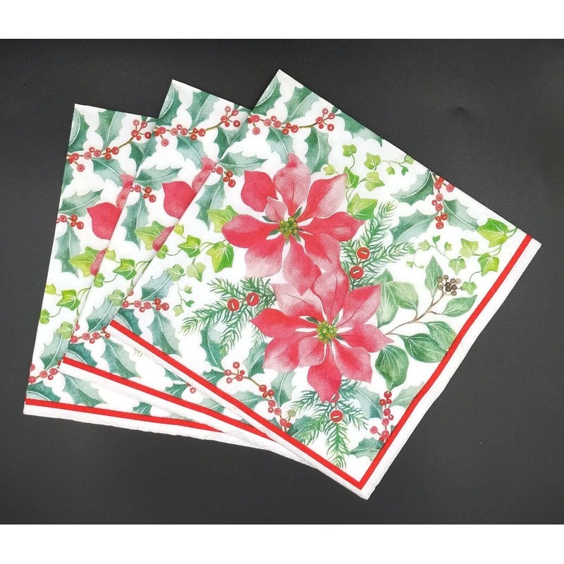 AM Decor 20-Count Luncheon Paper Napkins Christmas Dinner Holiday Party