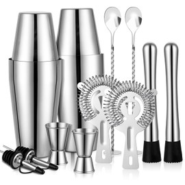 Mwellewm Cocktail Shaker Set, Boston Shakers Bartending Professional Bartender Kit Bartender Beginner Mixed Alcohol Martini Shaker Tins Tool for Bar Drink