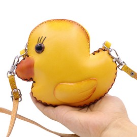FUSMYE Cowhide Duck Shape Coin Purse Pouch, Mini Crossbody Bag, Novelty Cute Wallet Gifts For women kids, Portable Small Storage Bag