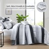 DJY Grey Striped Quilt Queen Size, Black Gray Boho Striped