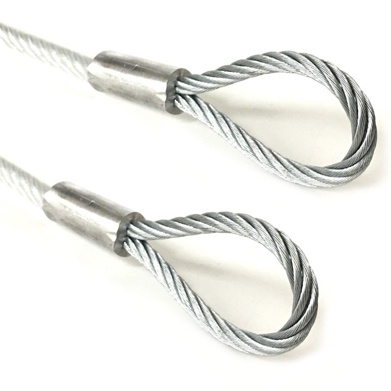 PSI, 3/16" Vinyl Coated Galvanized Steel Cable with Looped Ends,