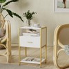 JOONEE Modern Nightstand, White and Gold Side Table with Drawer,