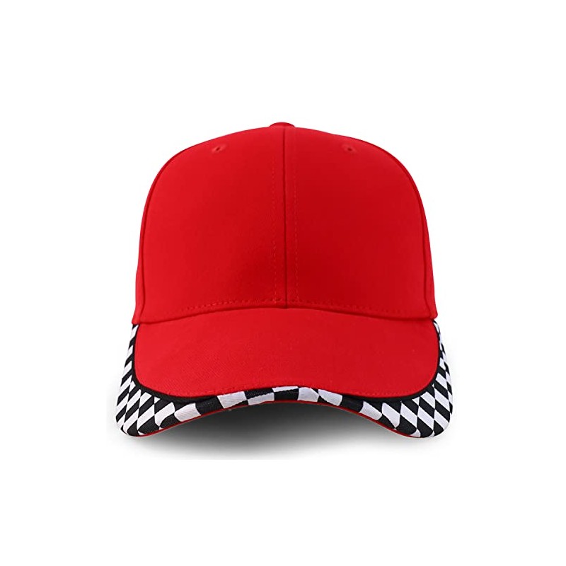 Armycrew Racing Flag Designed Bill Structured Baseball Cap - Red