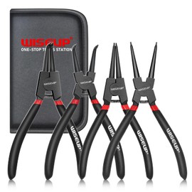 WISEUP Snap Ring Pliers Set, Heavy Duty 4PCS-7 inch Internal/External Circlip Pliers Kit, Straight/Bent Jaw Tips for C-Clip Ring Remover