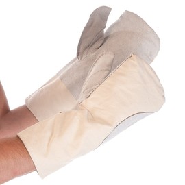 FRANZ MENSCH Hygostar Oven Gloves, Leather, Canvas, Pack of 1, Natural, Length: 35 cm, Universal, Oven Gloves, Catering Gloves, Kitchen Gloves, Leather Gloves, Baking Gloves