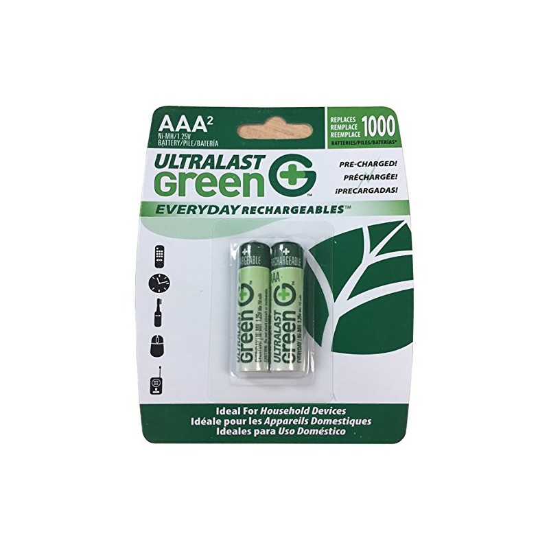 Ultralast ULGED2AAA AAA Green Precharged Ready-to-Use Rechargeable Batteries