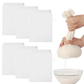 6 PCS Reusable Straining Bag, 20 x 30cm Cheese Cloths for Straining, Cheesecloth Drawstring Bags, Cold Brew Coffee Cheese Cloths Strainer, Mesh Bags Muslin Cloth for Cooking, Yogurt, Nut Milk