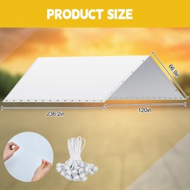 Wesnoy 10 x 20 ft Heavy Duty Carport Canopy Waterproof Canopy Cover Garage Car Shelter Tarp Tent for Car Canopy Replacement Cover with 50 Ball Bungees, Only Top Cover, Frame is Not Included