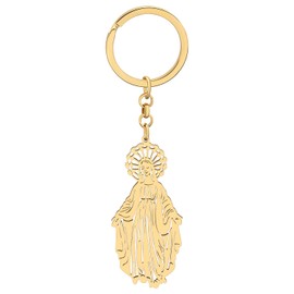 DOWAY Stainless Steel Jesus Cross Keychain Virgin Mary Guadalupe Keyrings for Women Girls Religious Gifts, Gold Virgin Mary B, W2L2