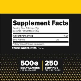 Primaforce- Beta Alanina en Polvo 500 Gramos (1.1lbs) Sin Sabor Suplemento Pre Entrenamiento y Post