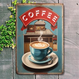 Coffee Sign for Kitchen Decor - Drinks Plaques for Home, Cafe, Shop, Restaurant, House, Bar, Indoor/Outdoor Wall Art - 20cm x 30cm (Vintage)