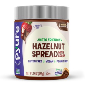 Pyure Keto Hazelnut Chocolate Spread | Sugar-Free, Low Carb, Vegan Nutella Alternative | 2g Net Carbs, Gluten-Free, Peanut-Free, Plant-Based, Non-GMO, Keto Snack, Vegan Sweets | 13 oz Jar