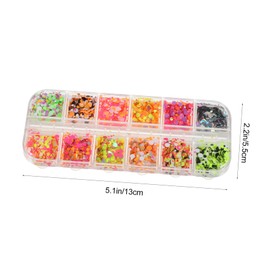 WOONEKY Set of 2 Nail Sequins Glitter Manicure Decorations Raised Metal Pieces 12 Strips for Home Salon Use