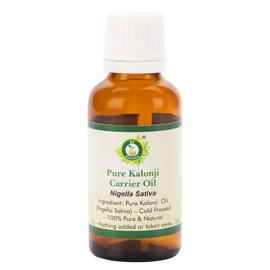 R V Essential Pure Kalonji Carrier Oil 100 ml (3.38 oz) - Nigella Sativa (100% Pure and Natural Cold Pressed) Pure Kalonji Carrier Oil