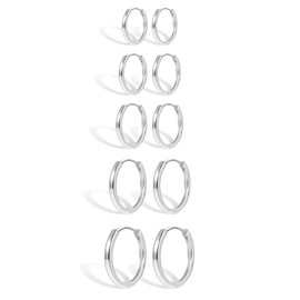 KISSPAT Gold Silver Hoop Earrings Set for Women, Sterling Silver 925 Small Gold Hoop Earrings, Hypoallergenic Lightweight Cartilage Hoop Earrings Gold for Multiple Ear Holes, Silver, No Gemstone