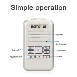 Retevis RT20 Small Walkie Talkies for Adults, Mini Size Portable Two Way Radios Rechargeable with Clear Audio, Handsfree, FM, Keyboard Lock for Education Pet Hospital Healthcare(Silver, 5 Pack)