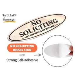 Brass No Soliciting Thank You Sign 5" -No Solitation Do Not Knock or Ring Bell Sign -No Soliciting Thank You for House/Office, Self Adhesive Modern Design Door Sign, Home Decor Accessories Door Or Wall (Silver Antique)