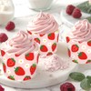 JarThenaAMCS 100Pcs Strawberry Baking Cups Pink Red Strawberry Flower Cupcake