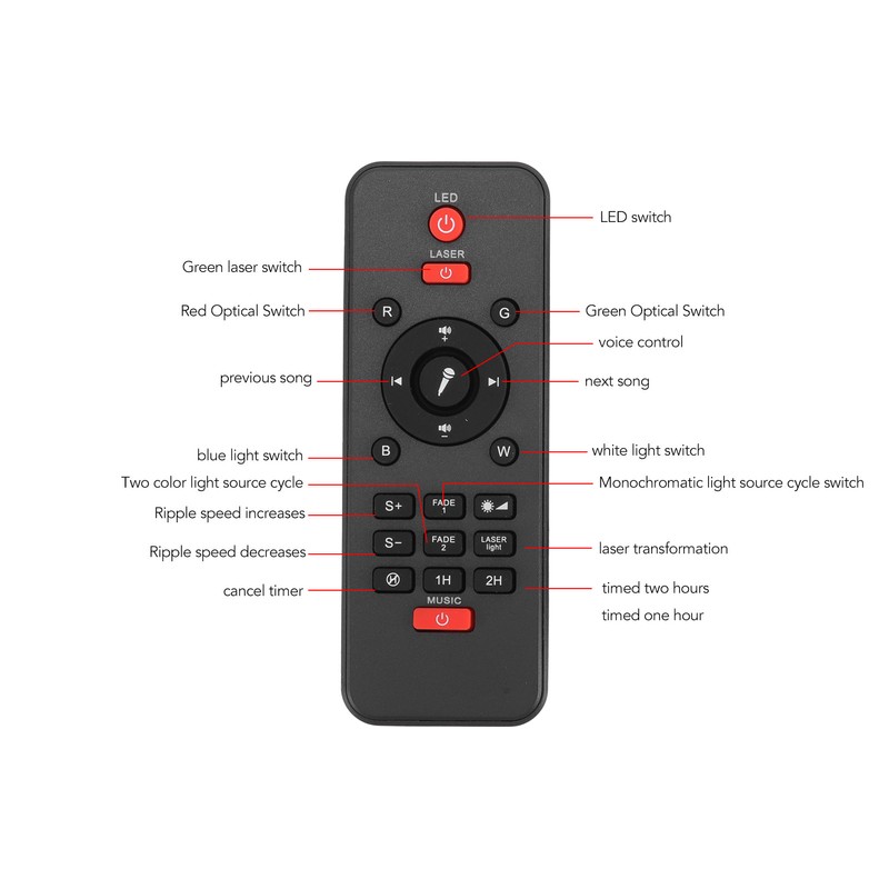Star Projector Remote Control with Bluetooth Music Speaker USB Powered