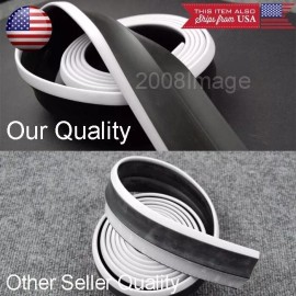 SDeelCase 2x 8FT Black White Trim EZ Fit Bottom Line Side Skirt Lip Trim For Toyota Scion