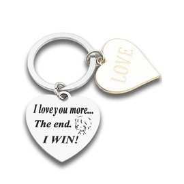 ZYSSXNDM Couple Keychains Valentine’s Day Gifts for Boyfriend Girlfriend Funny Keyring Gifts Christmas Keychain- I Love You More The End I Win