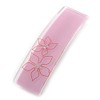Light Pink Floral Plastic Barrette Hair Clip Grip - 10cm