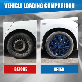 Winjet 17'' Hubcaps Set of 4 Black Lacquer & Blue Lacquer 17-Inch Universal Hubcap Wheel Cover Replacement R17 Hubcaps Wheel Rim Cover ABS Material Exterior Accessories Snap On Car Trunk SUV