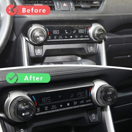 Auovo AC Knob Cover Compatible with Toyota RAV4 Accessories 2025 2024 2023 2022 2021 2020 2019 Air Conditioning Knob Cover Trims AC Climate Control Switch Rings Aluminum Alloy (Black)