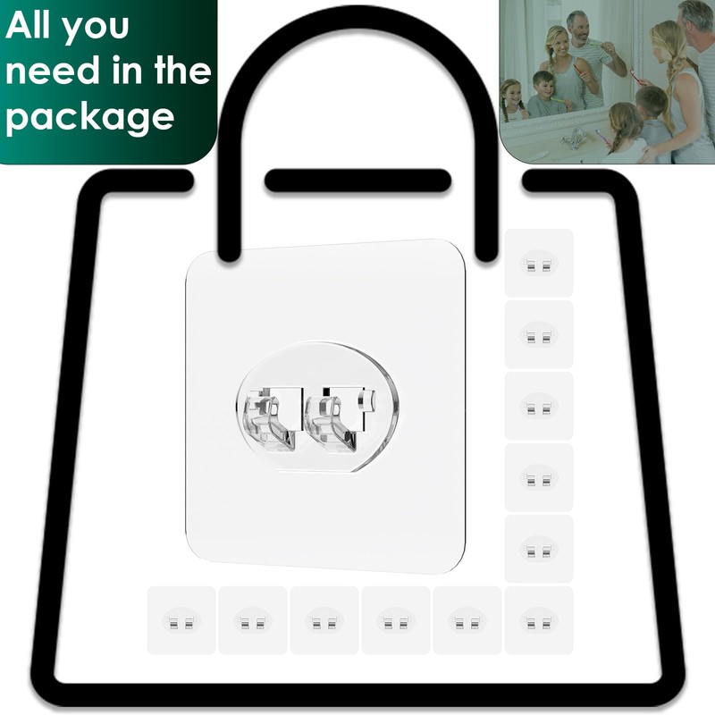 Jovware Shower Caddy Adhesive - 12 Pack Wire Hooks, Strong