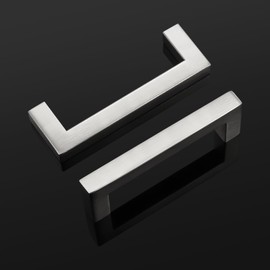 Probrico 12 Pack Hole Centers 3.5inch Square Kitchen Cabinet Handles,Brushed Satin Nickel Kitchen Cabinet Pulls, Stainless Steel Drawer Pull Handles