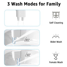 Aünsffer Bidet Toilet Attachment, Toilet Bidet Cold Water No-Electric, 3 Wash Modes Female Wash/Bidet Wash/Self-Cleaning, Super-Slim Design, 2 Years Support, Black