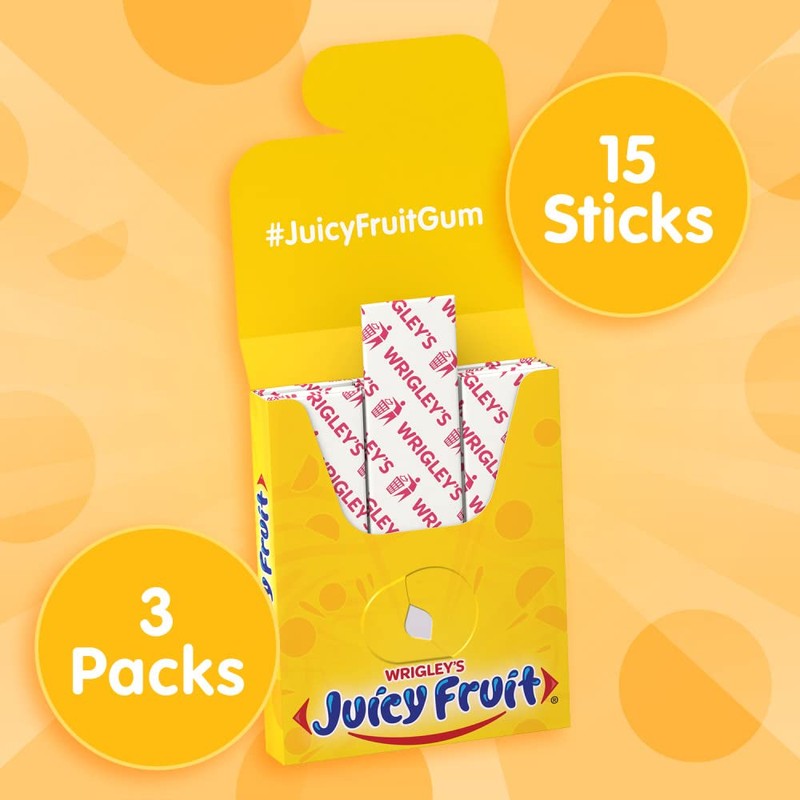 JUICY FRUIT Original Bubble Gum Chewing Gum Bulk Pack, 15