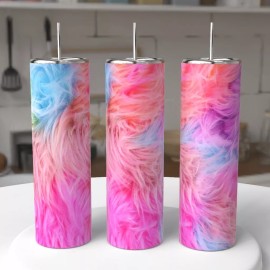 Unbranded Faux Fur Pink Blue Purple 20oz Tumbler