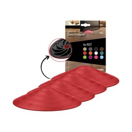 Doornado Strong Rubber Door Stopper - Door Holder No Drilling - For All Types of Doors and Floors - 118 x 25 mm - Design Price - Red