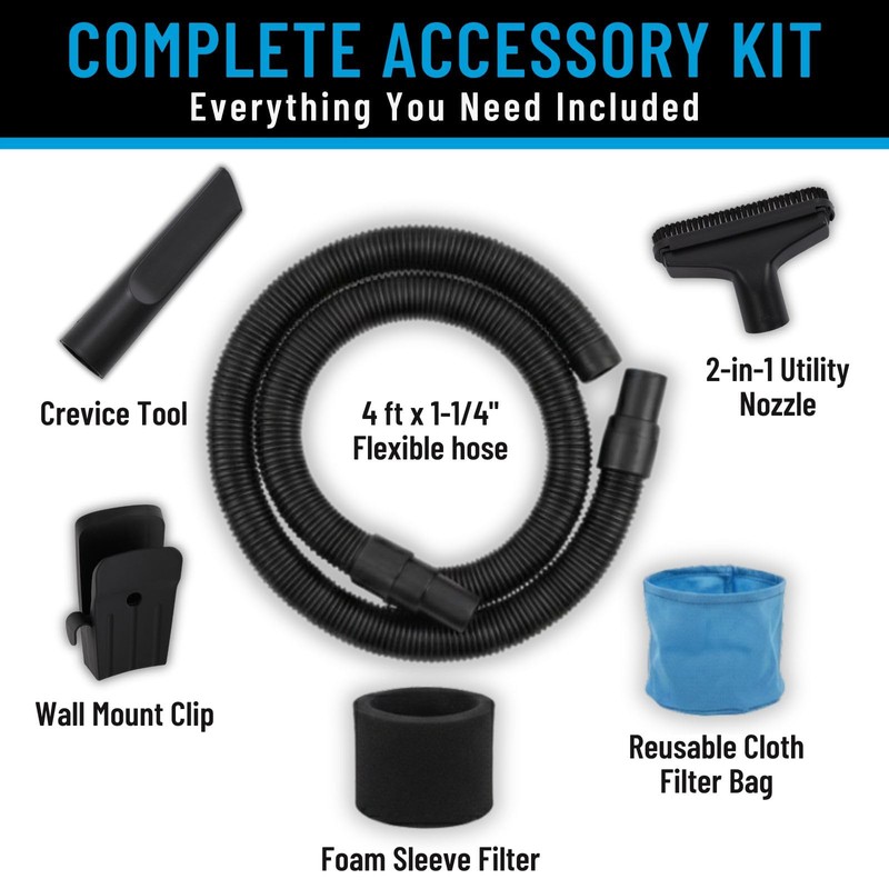 Channellock Wet/Dry Vacuum - Includes Nozzle & Crevice Tool, Portable,
