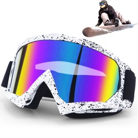 DONGZQAN OTG Unisex Ski Goggles for Glasses Wearers, Cross Goggles, Anti-Fog UV Goggles with Foam Padding, Suitable for Outdoor Sports (Colourful)