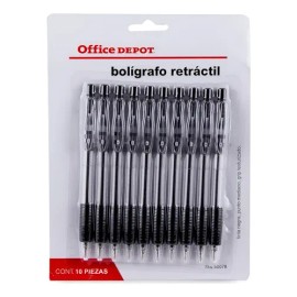 Bolígrafo Retráctil Punto Mediano 10 Pzas Office Depot                                                                                                