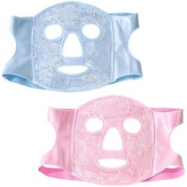 Nivofu 2 Piezas Máscaras Hielo Ojos Cara Gel Reutilizable Frío Calor Azul máscara de hielo reutilizable con abalorio de gel suave para mujeres y hombres, máscara facial de hielo cálida y refrescante